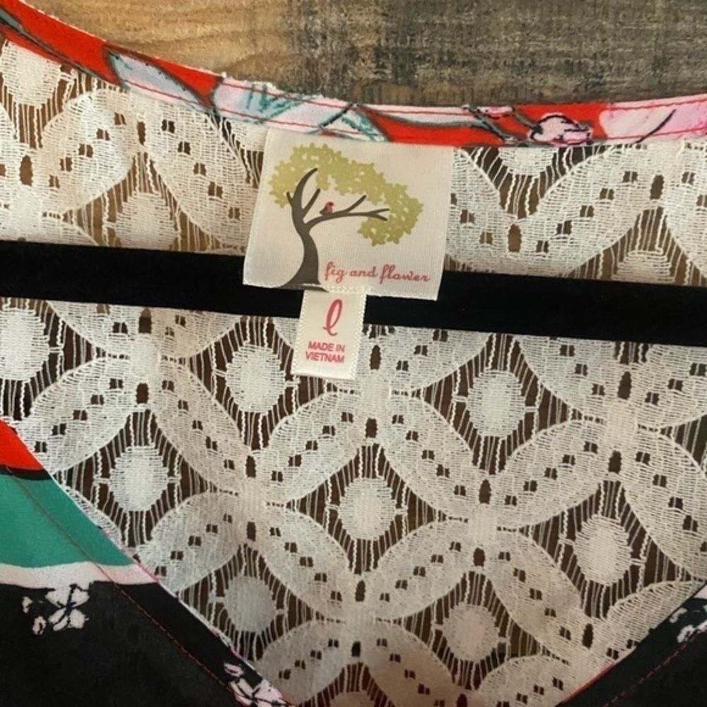 Anthropologie Fig and Flower Floral Blouse - Orange, Black, Green - Picture 5 of 8
